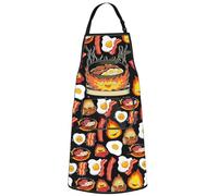 WZMPA Japanese Calcifer Kitchen Apron Demon Flame Gift Calcifer's Skillet Breakfast Grilling Apron Calcifer Merch (Bacon & Eggs Ap)