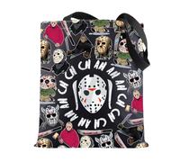 WZMPA Jason Mask Tote Bag Jason Friday Fans Gift Jason Serials Killer Reusable Grocery Bag Jason Voorhees Merch (AH CH TG)