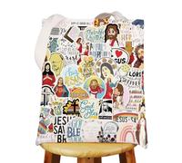 WZMPA Jesus Faith Reusable Tote Bag Jesus Christian Theme Gift Jesus Nativity Shoulder Bag Jesus Merchandise, Jesus Tg, L