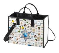 WZMPA Jewish Hanukkah Tote Bag Hanukkah Festive Gift Chanukah Reusable Grocery Bag Menorah Merchandise (Jewish Hanukkah BG)