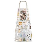 WZMPA Kawaii Cats Cooking Apron Kitten Lover Gift Cat Owner Adjustable Apron With Pockets Pet Cat Merchandise (Kawaii Cats Ap)