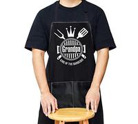 WZMPA Kitchen-Aprons for Home Cooks, Grill Enthusiasts, Adjustable Polyester Apron with Pocket, 'Grandpa King' Apron, Medium, Unisex, M, Grandpa King Apron