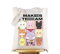 WZMPA Korean Group Canvas Tote Bag Music Lover Gift 8 Make 1 Team Shopping Grocery Bag Band Merchandise, 8 Make 1 Team Tg, L