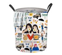 WZMPA Luke's Diner Foldable Laundry Hampers Lorelai & Rory Fans Gift Peace Love Gil Storage Basket Bin With Handles (Peace Love Gil LB)