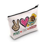 WZMPA Mexican Cosmetic Makeup Bag Mexico Trip Gifts Peace Love Mexico Zipper Pouch Bag For Women Girls, Peace Mexico, Fit