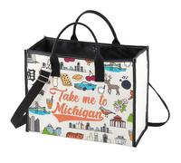 WZMPA Michigan State Travel Cosmetic Bag Michigan Souvenirs Gifts Take Me To Michigan Zipper Pouch Bag Michigan State Merchandise, To Michigan-TB, Cosmetic Bag
