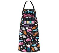 WZMPA Nail Tech Cooking Apron Nail Technician Gift I Pop Bottles Nail Tech Adjustable Apron Nail Stylist Inspired Gifts, Nail Tech F Ap, Medium