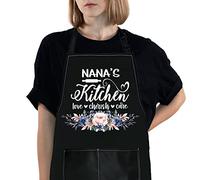 WZMPA Nana Kitchen Apron With Pockets Grandma Kitchen Gifts Nana’s Kitchen Love Cherish Care Apron For Cooking Baking, Nana Kitchen Bl, Medium