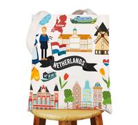 WZMPA Netherlands Vacation Tote Bag Netherlands Theme Gift Amsterdam Netherlands Reusable Handbag For Dutch Traveler Tourist, Netherlands Tg, L