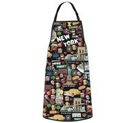 WZMPA New York Chef Apron New York Cook Gift New York Vacation Adjustable Apron With Pockets New York Merchandise, New York Ap