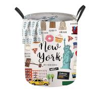 WZMPA New York Foldable Laundry Hampers New York Souvenir Gift New York Storage Basket Bin With Handles New York Travel Gifts (New York LB)