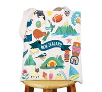 WZMPA New Zealand Travel Grocery Bag, Reusable Tote Bag, New Zealand Kiwi Design, Unisex-Adults, Large (14.56" x 12.59"), New Zealand Tg
