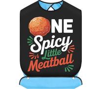 WZMPA One Spicy Little Meatball Adult Bibs With Crumb Catcher Funny Meatball Gift Dining Feeding Eating Clothing Protectors For Meatball Lover