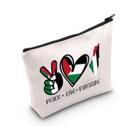 WZMPA Palestine Cosmetic Bag Support Palestine Gift Peace Love Palestine Gaza Jerusalem Makeup Zipper Pouch Bag Palestinian Merch, Peace Palestine, Fit