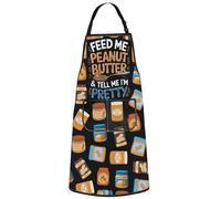 WZMPA Peanut Butter Cooking Apron Sandwich Lover Gift Feed Me Peanut Butter & Tell Me I'm Pretty BBQ Apron Peanut Paste Merch (Feed Me Peanut Butter Ap)