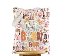 WZMPA Pink Wooden Horse Tote Bag Hobbyhorse Lover Gift I Love You To The Born & Back Shoulder Bag Wooden Horse Merchandise (Born & Back TG)