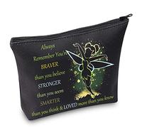 WZMPA Pixie Dust Cosmetic Bag Fairy Tale Fans Inspired Gift You are Braver Stronger Smarter Than You Think Fairy Makeup Zipper Pouch Bag Fairy Merchandise (Always Tink), Always Tink-Bell