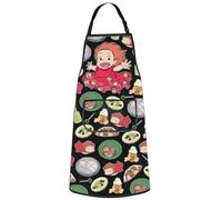 WZMPA Ponyo & Sosuke Kitchen Apron Ponyo Anime Lover Gift Goldfish Princess Adjustable Apron With Pockets Ponyo Merch