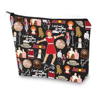 WZMPA Red Ribbon Girl Musical Toiletry Bag Oliver Warbucks Fans Gift Hope In Scarlet Zipper Bag Hard-Knock Dreams Inspired Gift, Annie Bl, Fit