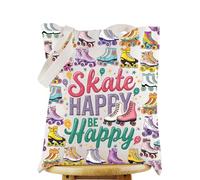 WZMPA Roller Skating Tote Bag Skating Club Competition Gift Skate Happy Be Happy Grocery Bag Roller Skater Merch, Skate Happy Tg, L