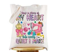 WZMPA Sewing Machine Tote Bag Sewing Quilting Lover Gift I Sew A Piece of My Heart Into Every Quilt I Make Shoulder Bag (My Heart TG)