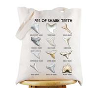 WZMPA Shark Tooth Tote Bag Teeth Identification Gift Types Of Shark Teeth Shoulder Bag Fish Scientist Merch (Types Of Shark Teeth TG)