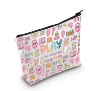 WZMPA Speech Language Pathologist Makeup Bag Speech Therapist Gift Play Is The Language Of Childhood Zipper Pouch Bag For Speech Teacher, Play Childhood F, Fit