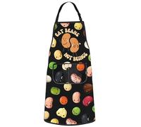 WZMPA Vegan Beans Kitchen Apron Vegan Diet Faith Gift Eat Beans Not Beings Adjustable Apron With Pockets Veganism Merch, Eat Beans Ap, Medium