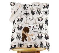 WZMPA Wendigo Tote Bag Cannibal Monster Gift Cryptid Reusable Grocery Bag Wendigo Lover Merchandise (I'm on a diet TG)