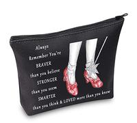 WZMPA Wizard Girl Cosmetic Bag Red Slippers Inspired Gift You Are Braver Stronger Smarter Than You Think Makeup Zipper Pouch Bag For Friend Family(Always Doro), Red