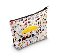WZMPA Yellow Umbrella Cosmetic Bag Ted Mosby & Robin Sparkles Fans Gift Barney Stinson Makeup Pouch Bag Blue French Horn Merch, suit up, Fit