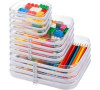 WZMYO 12 Pack Clear Hard Shell Zipper Case Bulk(4 Large 4 Small & 4 Medium), Hard Plastic Makeup Cases Pencil Case Organizer Pouches for Travel, White, 4L+4M+4S, Clear