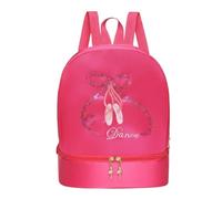 Wzmzjy Children Ballet Pack Backpack Dance Bag Ballet Bag Youth Oxford Cloth Water Resistant Material Suitable for Ballet Dance Latin Classes School Gymnastics, Rose Red, Embroidered Shoes