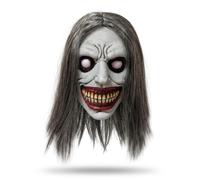 Wzmzjy Cosplay Headwear Full Horror Costume Scary With Hair Latex Material For Full Coverage Suitable For Halloween Parties Theater Productions, Gray Exorcist