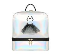 Wzmzjy Cute Ballet Backpack with Shoe Compartment for Latin American Dances, Silver
