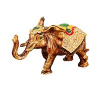 Wzmzjy Elephant Shape Enamel Metal Jewelry Box Holder, Necklace Stand, Table Accessory, Ornament, Orange