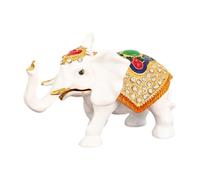 Wzmzjy Elephant Shape Enamel Metal Jewelry Box Holder, Necklace Stand, Table Accessory, Ornament, White