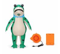 Wzmzjy Inflatable Frog Toy Character Suit With Self Inflation Mechanism Comfortable Polyester Build For Dancing And Walking, Glowing Frog, Green, Medium Child (140-155)