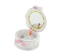 Wzmzjy Jewelry Organizer, Rotating Music Box with Ballet Dancer, with Mirror, Versatile for Dressing Table, Bedroom, White