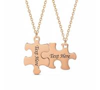 Wzmzjy Pendant Necklace Puzzle Piece Pendant Couple Necklace Matching Necklace Rust Resistant Stainless Steel With Polished Finish And Comfortable Fit, Rose Gold, Engraved One Side