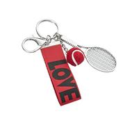 Wzmzjy Tennis Keychain Mini Racket Ball Novelty Love Inscribed Multifunctional Metal Bracelet Accessible for Amateurs, Red
