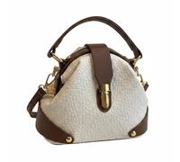 Wzmzjy Women Handbag Crossbody Bag Satchel Purse Shoulder Bag With Structured Round Satchel Shape PU Material With Lock Closure And Refined Stitching, Beige