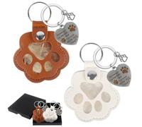 Wznnlt Dog Hair Keyring - Paw Shaped Leather Keychain & Heart Keyring for Pet Fur Keepsake, Memorial Gifts for Dog Cat Lovers with Gift Box