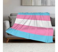 WZOMT Transgender Pride Flag Blanket, Blue Pink White Striped Blanket Throws, Trans LGBTQ Gifts for Transgender Women Men, Plush Soft Cozy Fleece Flannel Sofa Bed Blanket Home Decor 50"x40"