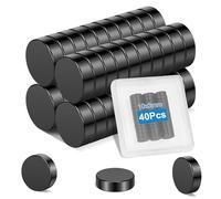 Wzone 40PCS Small Black Magnets for Crafts & Office - 10x3 mm Round Magnets for Whiteboard, Photos & DIY