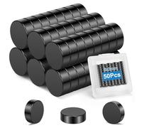 Wzone 50PCS Black Small Magnets, 8mm x 3mm Round Strong Fridge Magnets Mini Neodymium Magnets for Fridge DIY Picture Office School Home Kitchen Whiteboard