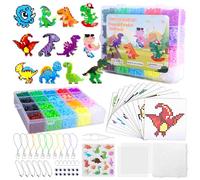 Wzone 7000 Pieces Fuse Beads Kit, 5mm Beads with Pegboards, Tweezers, 1:1 Color Pictures for DIY 12 Modes of Dinosaurs, Design Embellishments and 3D Children's Gift Craft Ideas