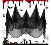 Wzone Halloween Creepy Cloth 215 x 500 CM (84 x 197 in), Black Scary Spooky Muslin Cotton Halloween Party Cover Decorations for Haunted Houses Party Doorways Outdoors