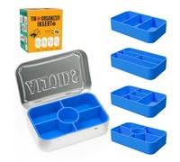 Wzporzst 4-Pack Tin Organizer Inserts Compatible with Altoids 1.76oz Mint Tins - Ideal Dividers for Personal Essentials, Travel Storage of Pills, Jewelry, Art Supplies, or Fishing Gear(Blue)