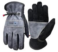 WZQH Leather Work Gloves for Men or Women. Medium Glove for Gardening, Tig/Mig Welding, Construction, Chainsaw, Farm, Ranch, etc. Cowhide, Cotton Lined, Utility, Firm Grip, Durable. Grey-Black M